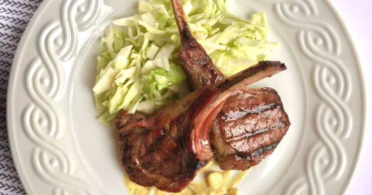 Grilled Lamb Chops with Garlic Mustard Cream