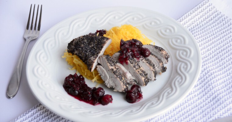 Poppy Seed Pheasant with Cranberry Gastrique