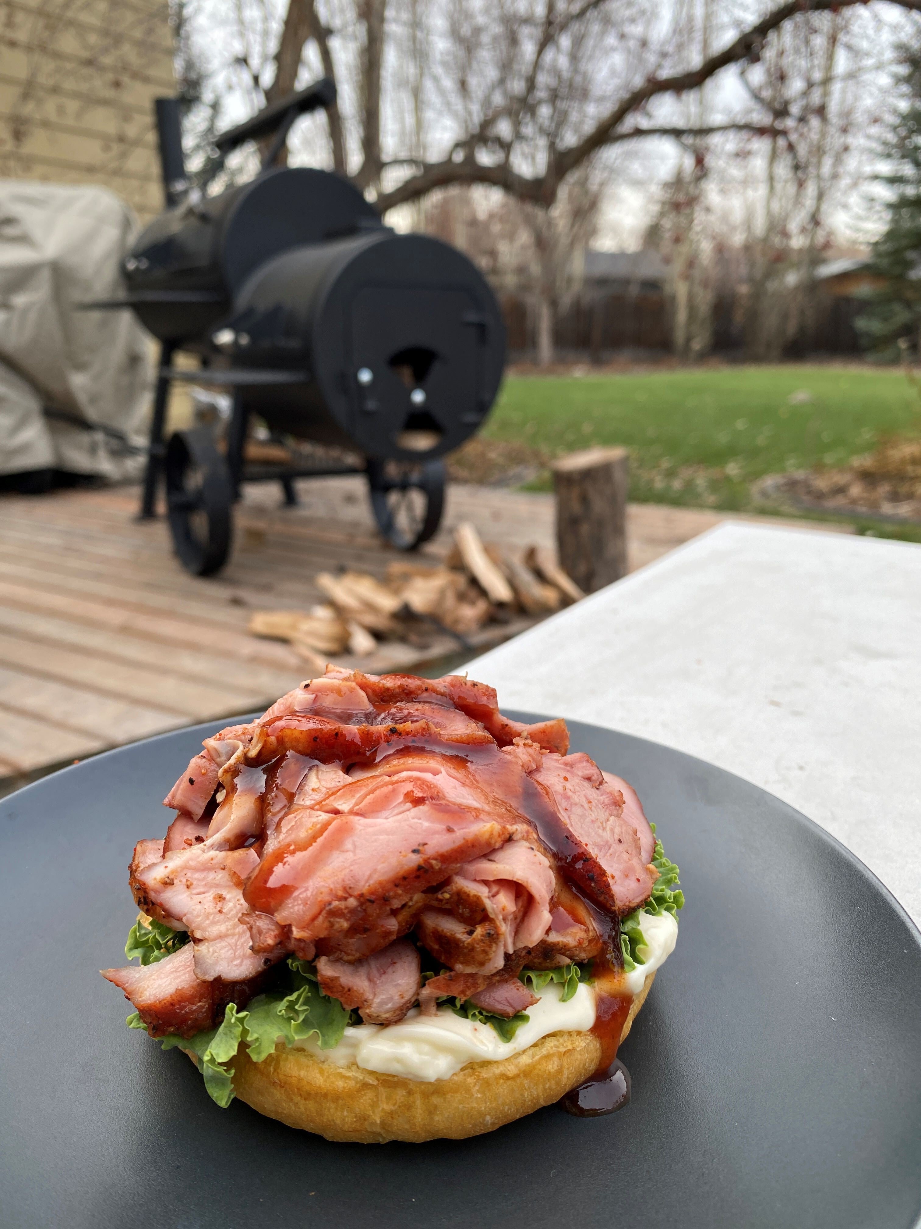 Smoked Pork Tenderloin Open Faced Sandwich